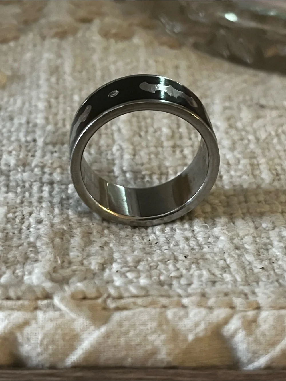 Warner Bros. Black and Silver Batman Logo Men's Ring